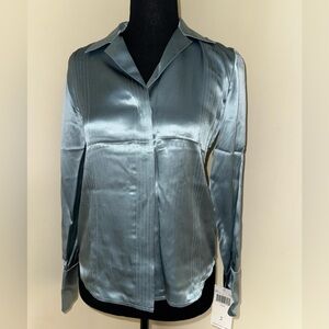 Dana Buchman Light Blue Satin Blouse